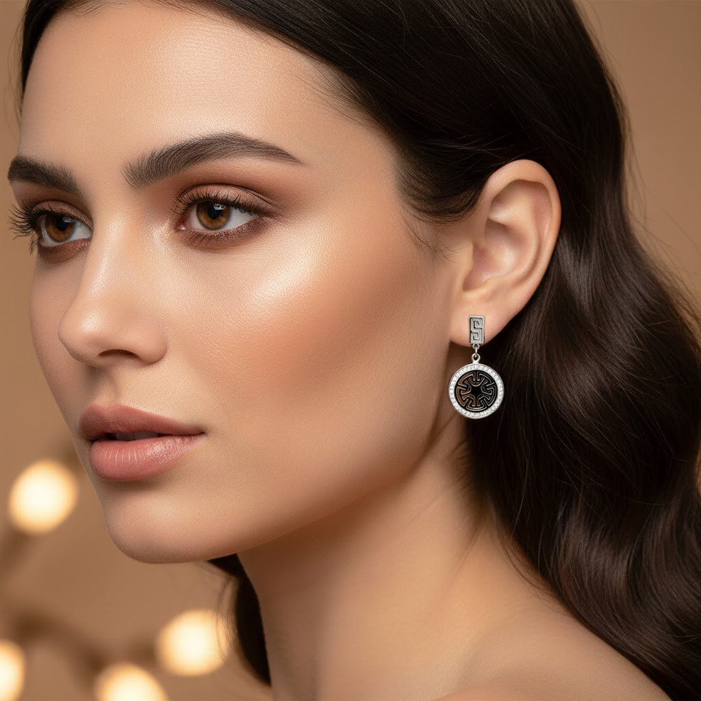 Sigrella – dámské ocelové náušnice s kruhovým symbolem (1)